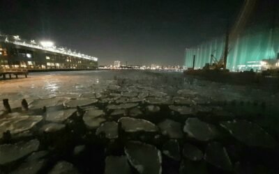Ice Circles in the Hudson River in New York City